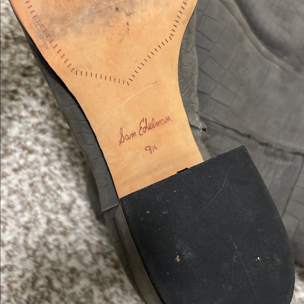 Sam Edelman Joelle knee-high boots in grey croc-embossed suede 9.5 - Picture 8 of 9